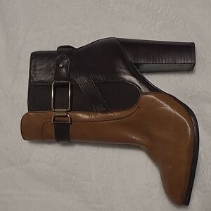 Aldo Two-Tone Brown Leather Ankle Boots